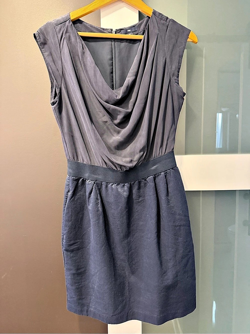 Gap Draped Neck Mini Dress in blue